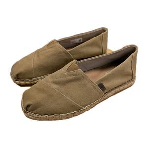 TOMS Men’s Classic Alpargata Shoes Size 9 M Khaki Espradrilles Resort Vacation *